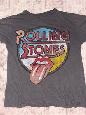 the Rolling Stones Black Graphic Tee with Multicolor Logo